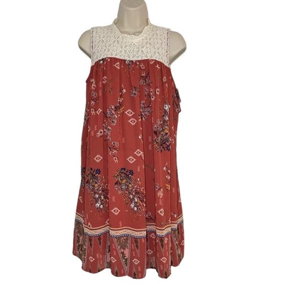 Xhilaration babydoll above the knee crochet boho lace dress XL